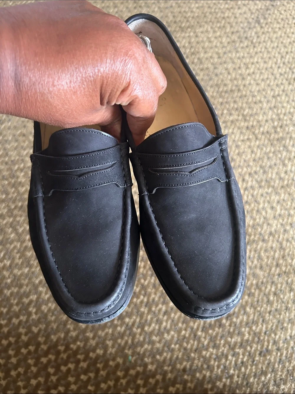 Luciano Razzuolo Classic Men's Black Suede Penny Loafers